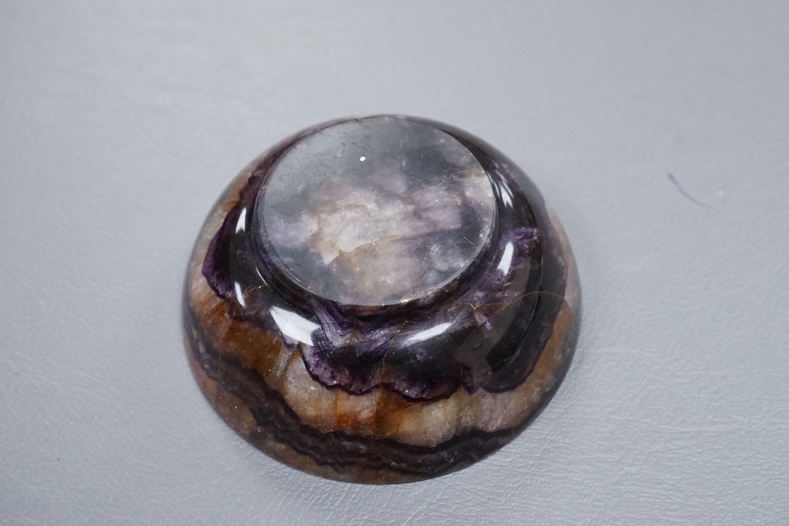 A small 19th century Blue John bowl, 7cm diameter
